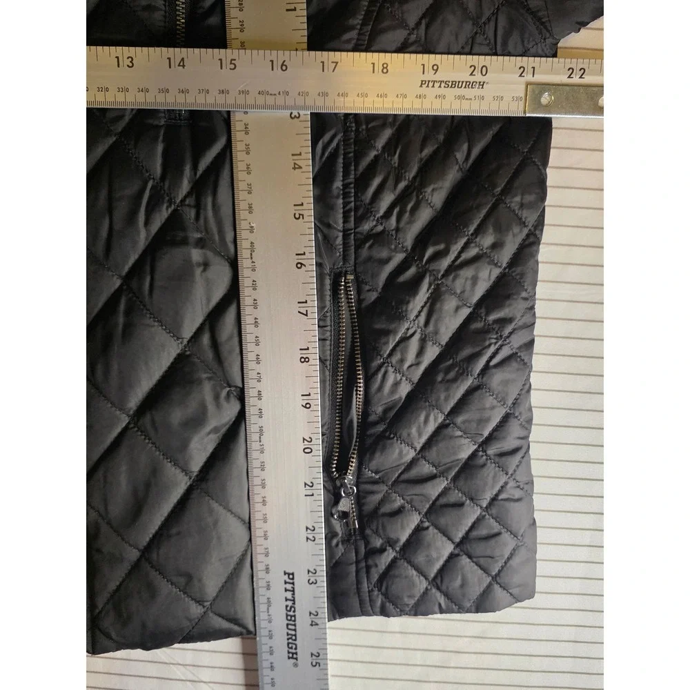 1320 Banana Republic Mens Black Quilted Moto Jacket XL Diamond Puffer Full Zip